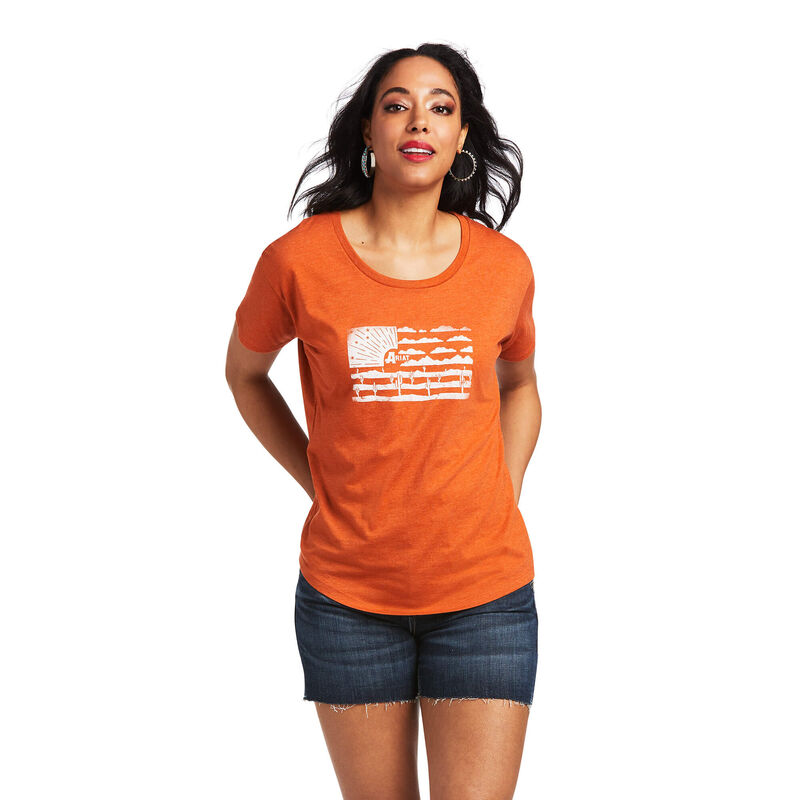 Camisetas Ariat Desert Flag Naranjas Mujer - Chile 965-GOXMHA